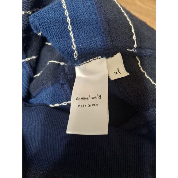 Samuel Zelig Patchwork Hoodie XL Navy Blue Heavyweight Cotton Sweatshirt NWOT - Picture 4 of 14